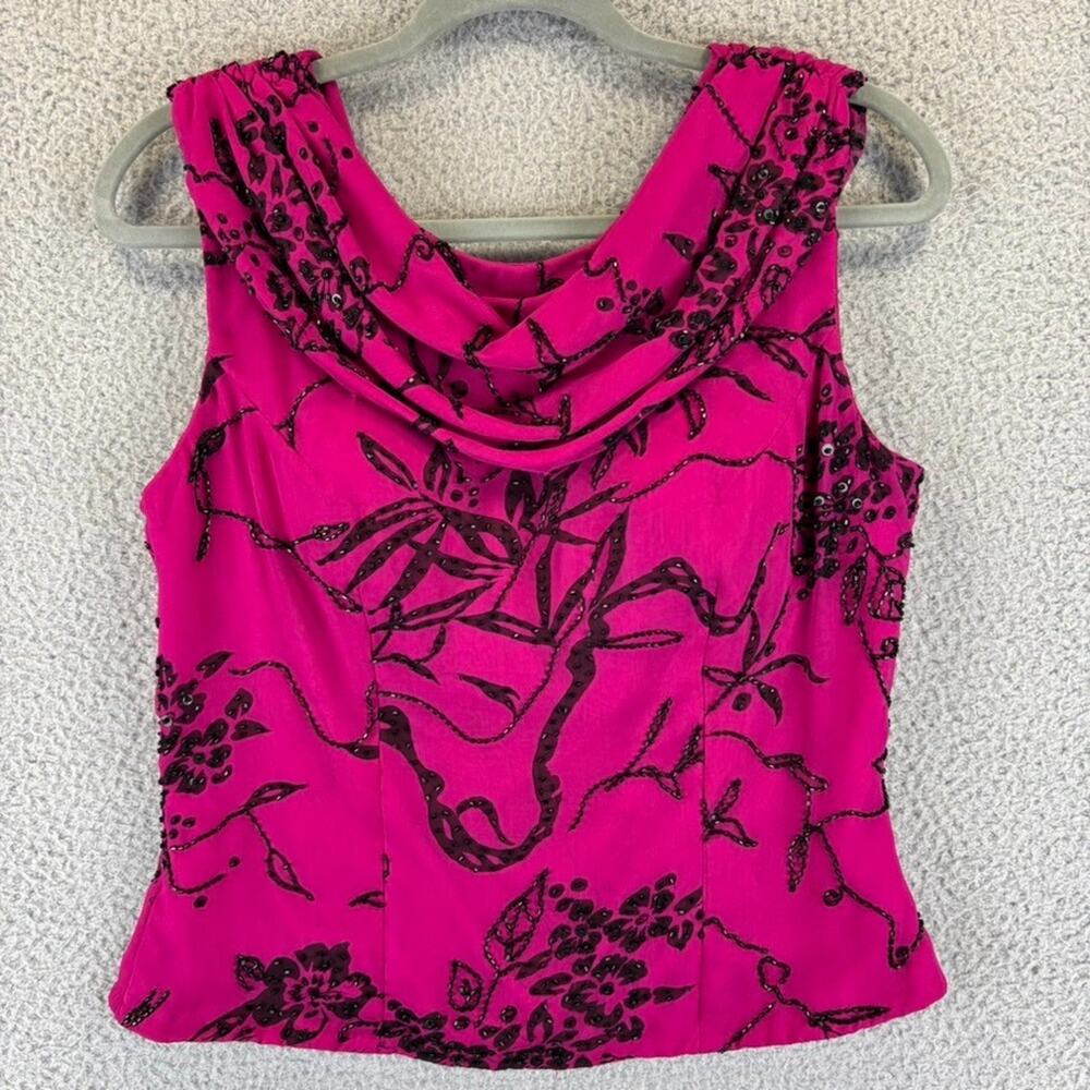 Vtg Andretta Donatello Silk Top Medium Asian Cocktail Evening Beaded Draped Neck